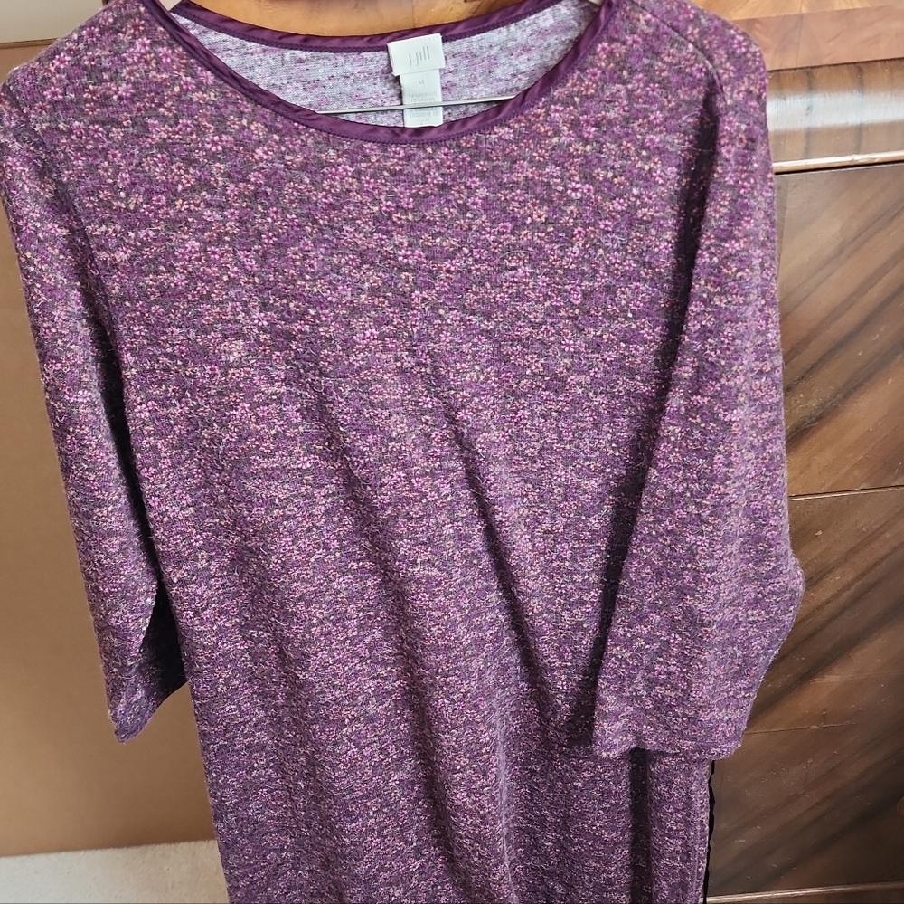 J. Jill Purple Floral-Print Long Sleeve Dress